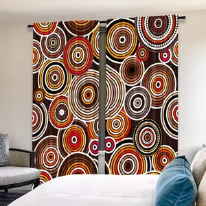 2 Piece Set High Definition Digital Print Curtains, Geometric Pattern, Plant Basket Decorative Metal Hooks, Living Room Bedroom Study Window