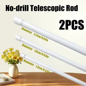 2 Pack No Drill Extendable Curtain Rod, Spring Tension Anti-Slip Adjustable Rod for Window, Bathroom, Wardrobe & Kitchen, Heavy Duty Multi-Use Organizer Rod