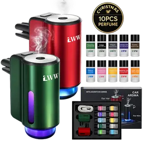 2026 Dual Car Diffuser, Rechargeable USB, 3-Level Scent Intensity, French Essential Oils Compatible, Compact Vent Clip Car Air Freshener, 200mAh Battery