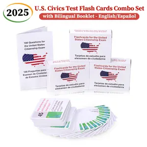 U.S. Civics Test Flash Cards Combo Set with Bilingual Booklet - English/Spanish