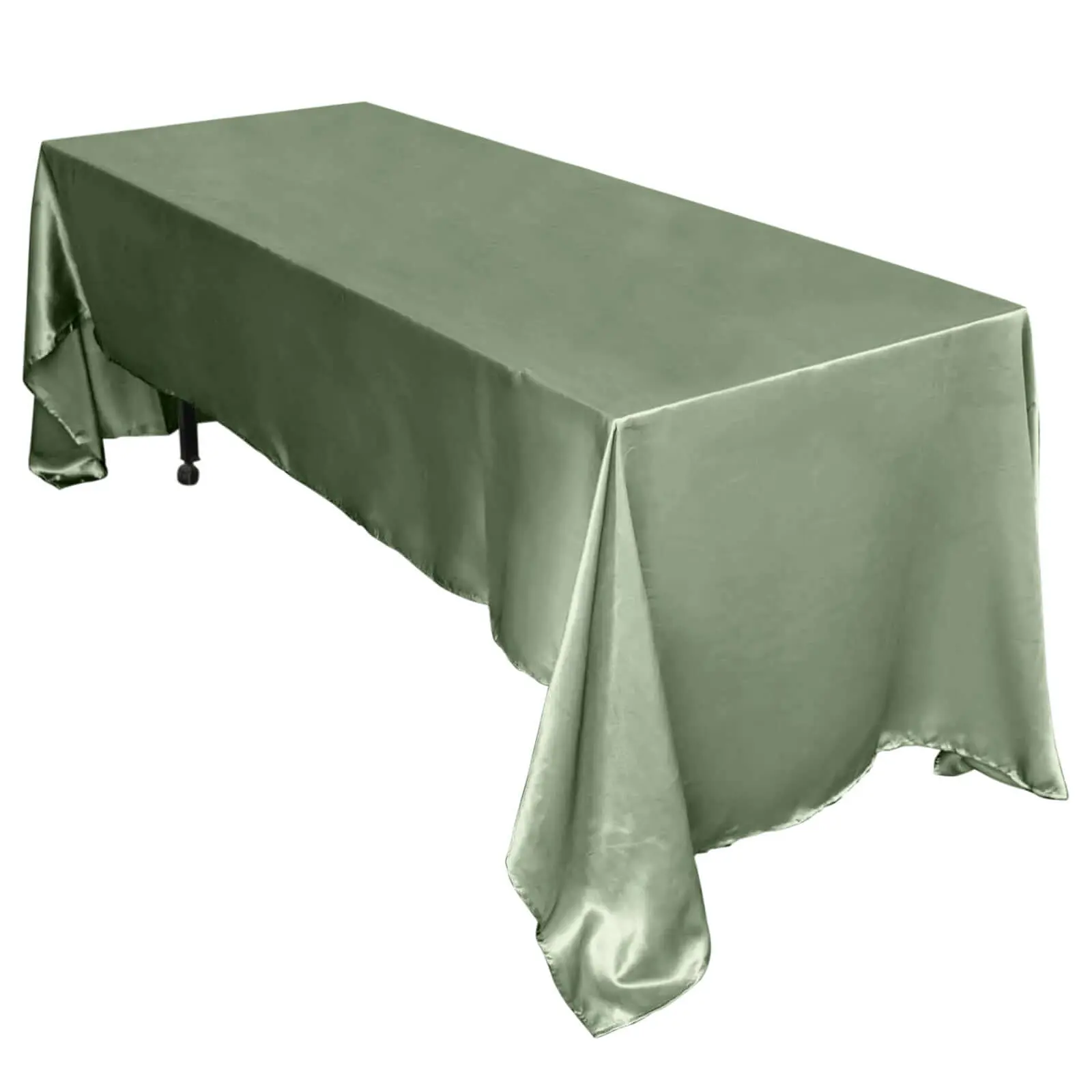 Satin Rectangular 60"x126" Dusty Sage Green Tablecloth - Smooth, Lustrous Table Cover for Photobooth, Anniversary, Dessert Tables, Buffet, Outdoor Picnic