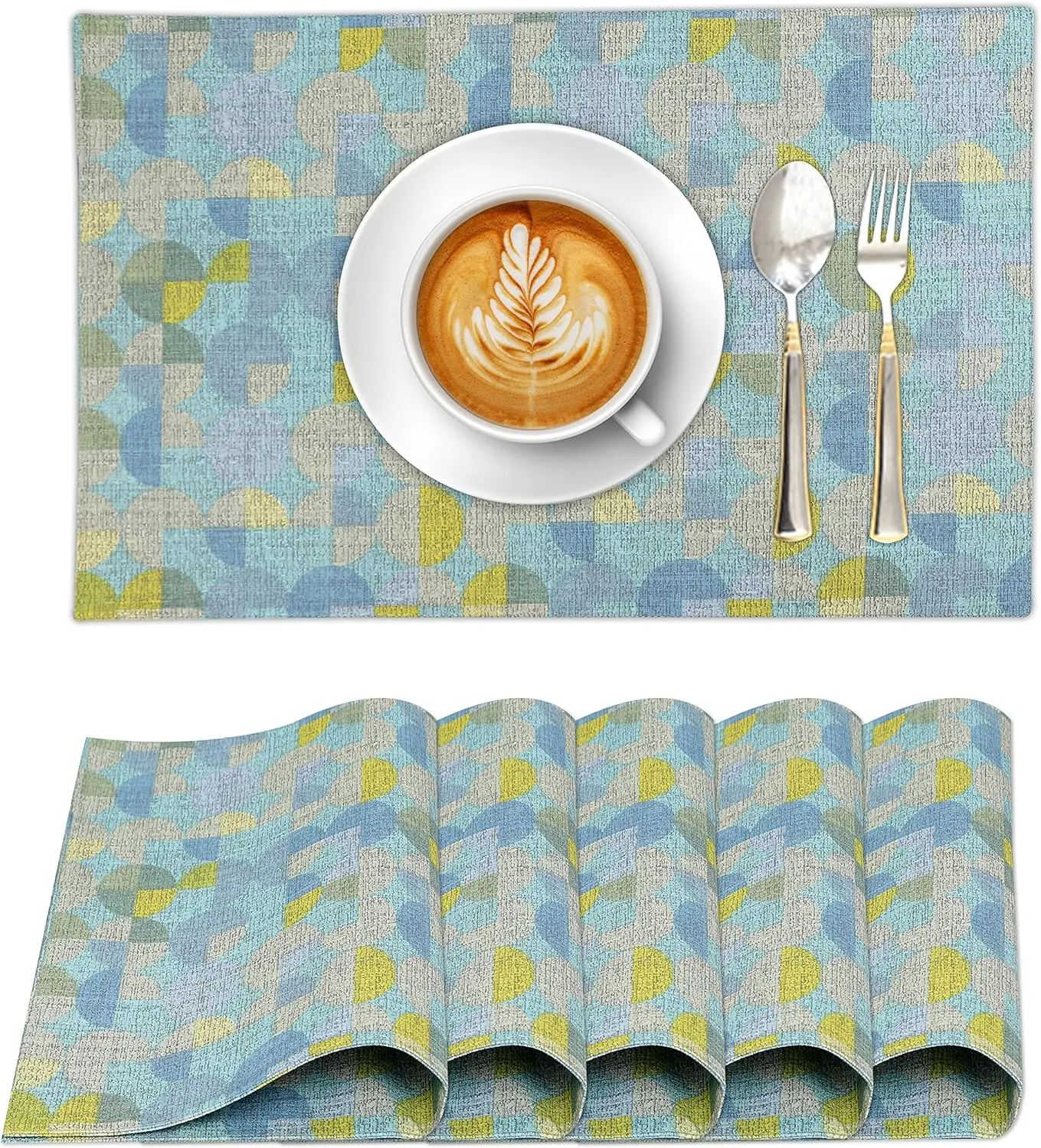 Placemats 100% Cotton 13X19 Inch, Dining Table Placemats Set of 6, Modern Place Zainitex Inc