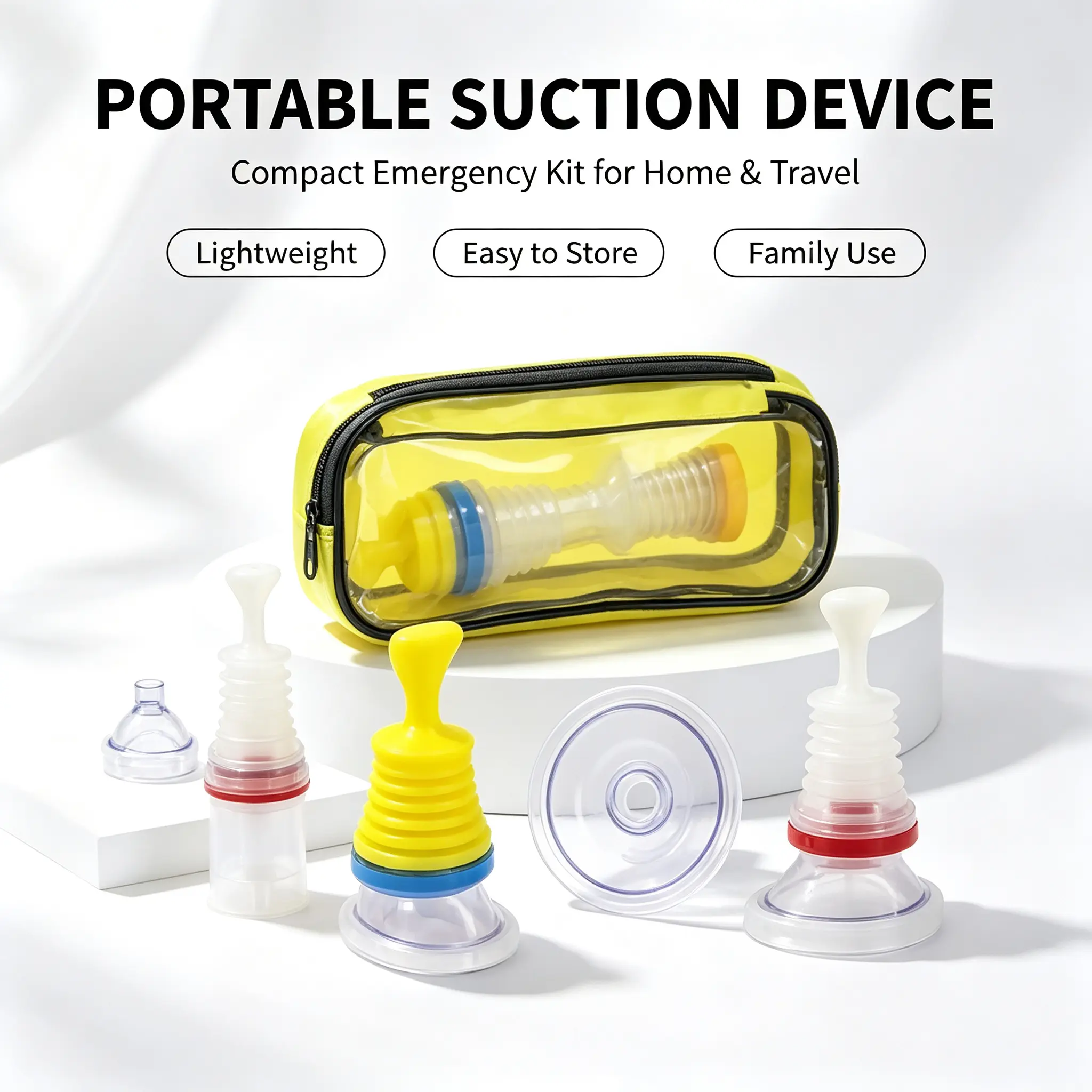 Home Emergency Manual Suction Kit, Portable Rescue Suction Device for Family, Camping & Car First Aid with Carry Case