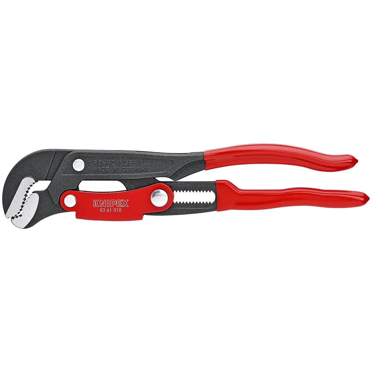 Knipex Swedish Pipe Wrench - 13 in. Hardened Steel, Button-Adjust for Precise Adjustment, Self-Locking Action, 2.1 lbs Heavy-Duty Hand Tool with Finger-Pinching Prevention Guard, Compatible with Round/Hex/Square Tubing, Max Load Capability