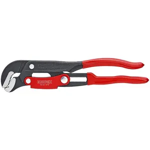 Knipex 13-In Hardened Steel Button-Adjust Swedish Pipe Wrench, Heavy-Duty Hand Tool for Repairs, Compatible with Round, Square, Hex Tubing, Pipe Repairs