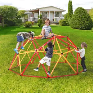 Dome climber with canopy, long: children's climbing dome, rust-proof and UV-resistant steel, suitable for indoor/outdoor places such as gardens, backyards, playgrounds, etc. (yellow, blue)