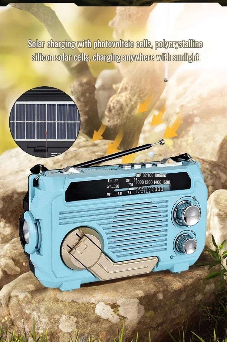 Emergency Weather Alert Radio Hand Crank Radio Emergency Weather Radio Portable Power Bank Usb/Solar/Hand Crank Charging, Bluetooth Loud Volume