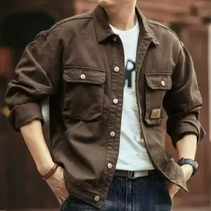 Denim Jackets Man Trendy Cowboy Coat for Men Vintage Autumn Fashion Casual Aesthetic Retro Menswear