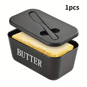 Large Butter Dish with Lid, Durable Plastic Butter Keeper with Knife, Easy Clean Smooth Interior, Dishwasher Safe, Kitchen Gift, Aesthetic, Home Container