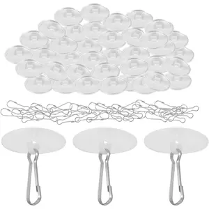 100 Pack Self Adhesive Ceiling Hooks for Hanging, Small Sticky Damage Free No-Drill Ceiling Discs with Metal Hook, Removable Transparent Wall Hook for Festival Wedding Party Decoration