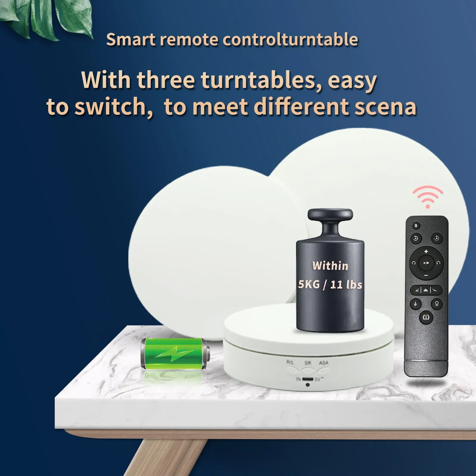 Remote Control Electric Turntable, Rechargeable 360-Degree Shooting Turntable with 3 Display Trays, Camera Accessories for Video/Live Product Show, Rotating Stand, Electronic Gadgets