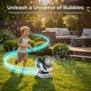Upgrade Version Bubble Machine Remote Control Automatic Rotation RGB Colorful Lights 1800mah Fast Charging Gift 100ML Concentrate Liquid