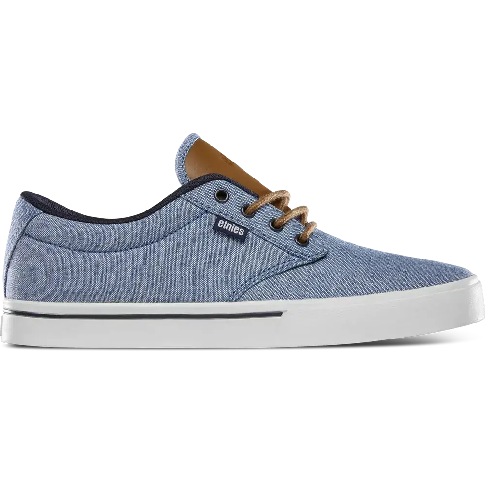 etnies Jameson 2 Eco Blue/Navy Men's Casual Trainers - Chambray Upper Denim-Look Sneakers with Comfort Level 1 Insole, Egg-Crate Midsole, Faux-Vulc Build, Recycled Rubber Outsole, Vegan-Friendly