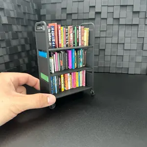 1/6 Scale 3 Shelf Mini Library Cart / Mini Brands Books / Mini Books / Bookcase / Miniatures