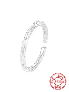 S925 Sterling Silver Cuff Ring, Adjustable Open Ring for Women, Elegant Ring, Statement Rings, Fashion Jewelry for Party, Daily Decor, Trendy All-match & Exquisite Jewelry for Birthday Gift, Elegant Everyday Ring