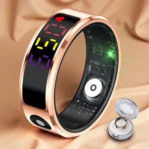 Smart Ring with Screen, Sleep Monitor, Step Counter, Heart Rate, Blood Oxygen & Blood Pressure Tracker, IP68 Waterproof, Works with iPhone & Android, No Subscription Fee
