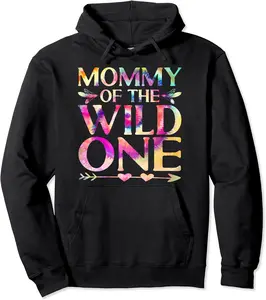 Colorful Tie Dye Mommy of the Wild One 1st Birthday Hippie Pullover Hoodie - Dirkschm Shop 41B09C1C72C7