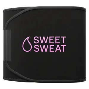 Sweet Sweat Waist Trimmer Extra-Coverage (XC) - Premium Sweat Enhancing Fitness Band with More Belly Coverage - Adjustable Fit · Latex-Free Neoprene · More Coverage - Pink Logo (Small)