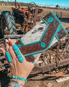 Turquoise Vibes Hide and Tooled Wallet by Haute Southern Hyde