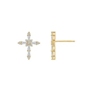 Radiance by Absolute™ Gold-Plated 9.62ctw Cross Stud Earrings