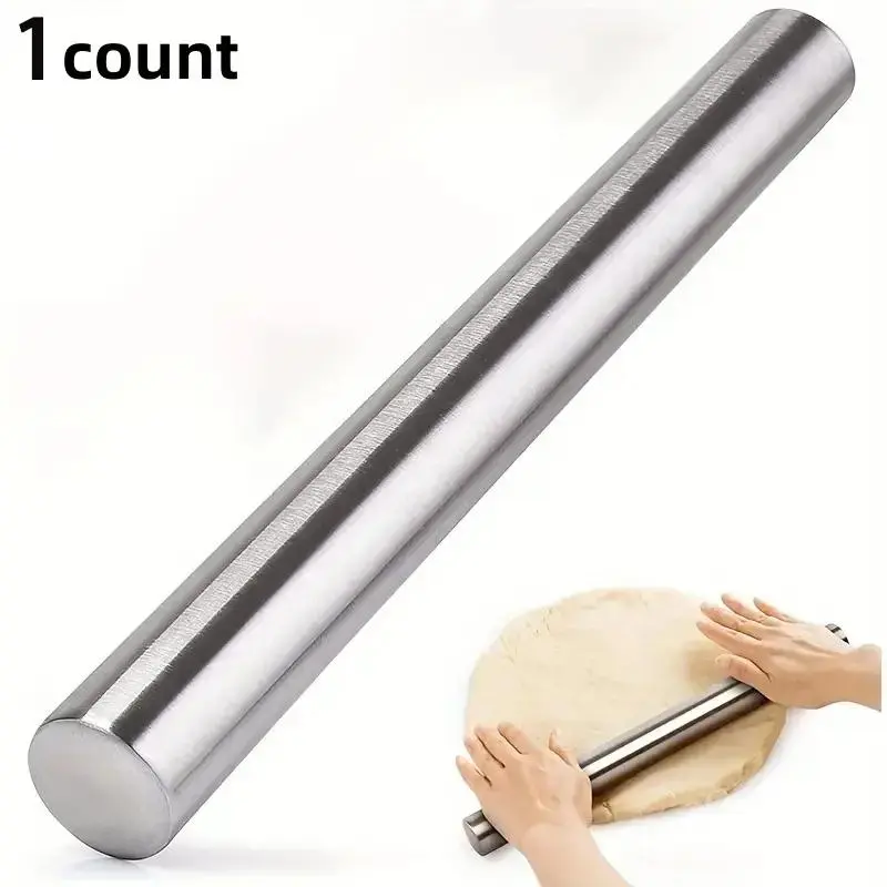 Stainless Steel Rolling Pin, 1 Count Manual Rolling Pin, Baking Utensils, Baking Tools, Versatile Kitchen Tool for Pizzas, Pastries & Baking, Baking Utensils Supplies