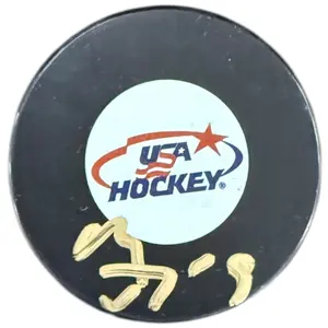 Matthew Tkachuk Autographed Team USA Hockey Logo Puck - JSA