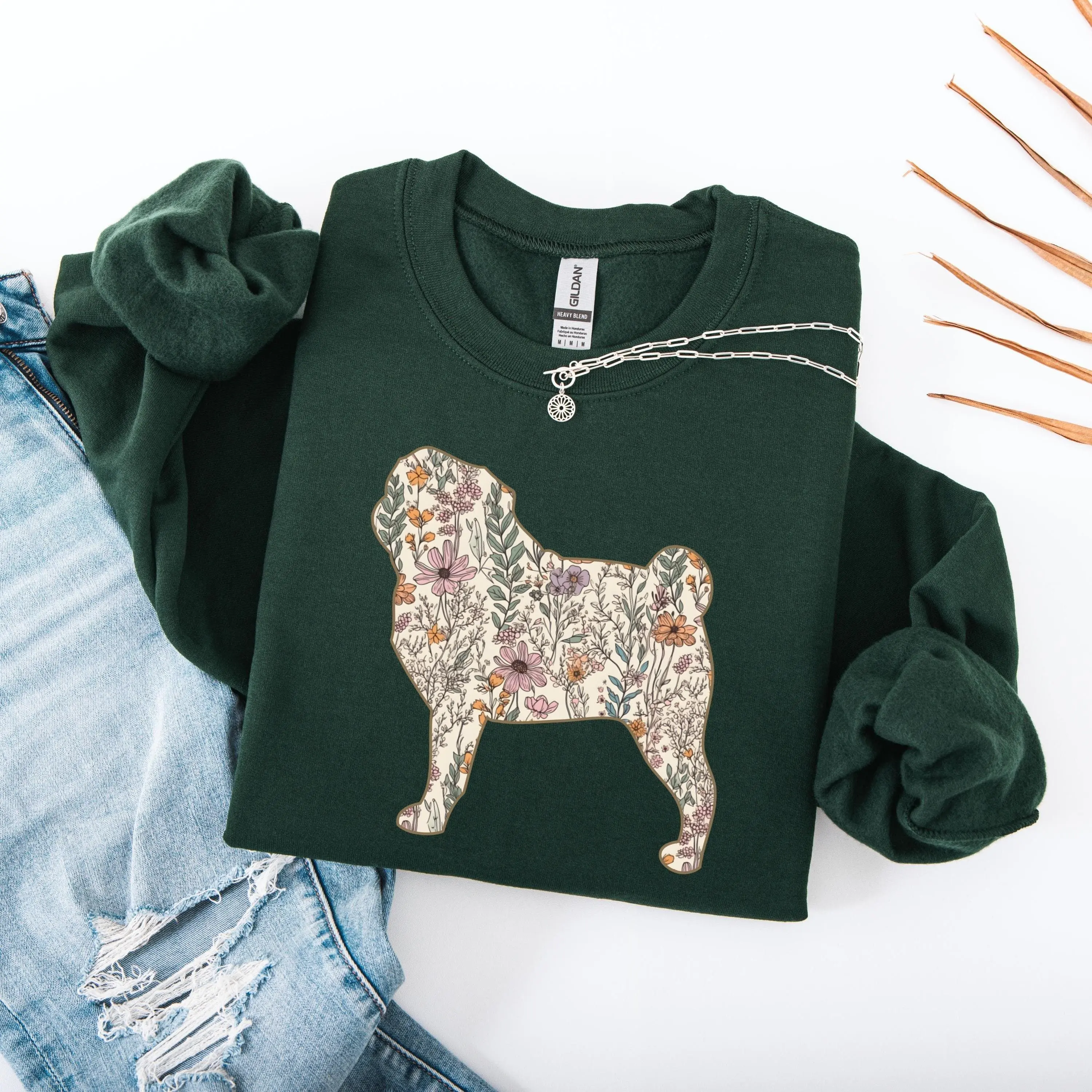 Wildflower Pug Sweatshirt – Dog Lover Gift