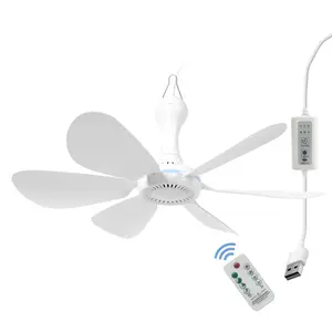 Mengnessly USB Mini Small Ceiling Fan Quiet Camping RV Fans Timing,Speed Emergency Portable Outdoor Hanging Gazebo Canopy Dorm Silent For Grow Tent,Hiking,Outages USB Ceiling fan Home Room with Remote