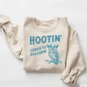 Hootin Leads To Hollerin Sweatshirt, Funny Country T-shirt, Western Women Shirt, Retro Cowgirl Gift, Western Owl Tee, Gag Owl Crewneck