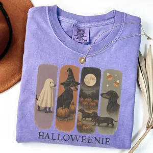 Dachshund Halloween Shirt, Comfort Colors Halloweenie T-shirt, Doxie Dog Mom Gift, Fall Tee for Women, Weiner Dog Gifts for Spooky Season