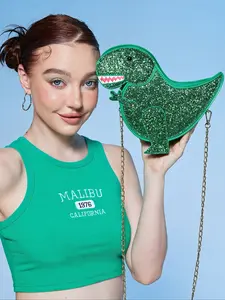 Novelty Sequined Dinosaur Shaped Purses and Handbags, Chain Shoulder Bag, Unique Teenage Handbag, Crossbody Purse, Cute Fun Shape Purses