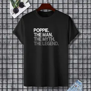 Poppie Shirt Gift: The Man The Myth The Legend T-Shirt, 100% Cotton, Single Side Printed, Black Short Sleeve T-shirt, Gift for Family Friends, S-XXXL, 1 pc, Fabric Weight 180g