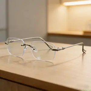 Simple Solid Color Rimless Eyeglasses, Minimalist Fashion Frameless Eyewear, Lightweight Unisex Clear Glasses for Work, Daily Outfit & Casual Fashion Decoration