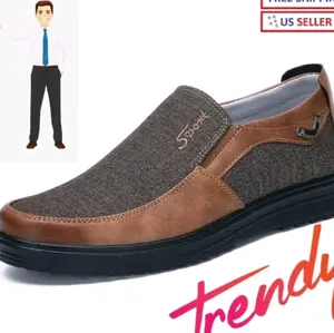 SPORT CHEAPEST PRICE COMFY Leather Canvas Shoes Breathable Casual Soft Loafer US#12 Trendy Footwear Active