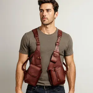 Retro PU Leather Crossbody Shoulder Bag, Unisex Stylish Durable Outdoor Backpack, Lightweight Phone Storage Bag, Versatile Casual Accessory for Daily Travel & Gifting