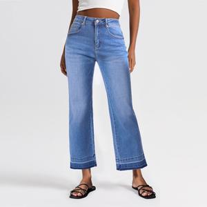 FireSwan High Rise Medium Wash Tummy Control Cropped Wide Leg Jeans