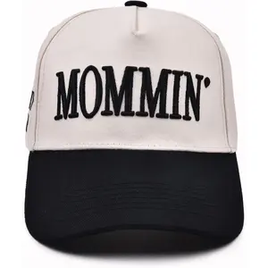 Women's Ponytail-Fit Trucker Hat with Mommin Embroidery, Mothers Day Gift for Mom, Wife, Stepmom