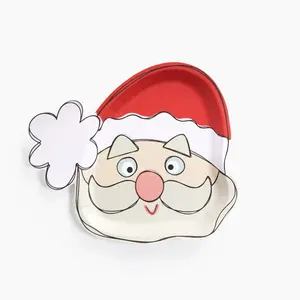 Santa Plates (8 Pack, Disposable) | Holiday Party Plates for Cookies & Treats