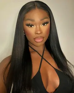 13x6 Hair Lace Front Wigs Straight Human Hair Hair Pre Plucked HD Transparent Lace Frontal Human Hair Wigs 180% Density For Black Women