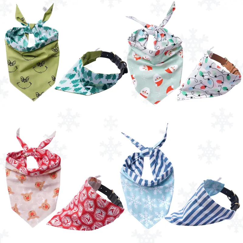 Christmas & Winter Reversible Pet Bandanas - 100% Cotton - Washable