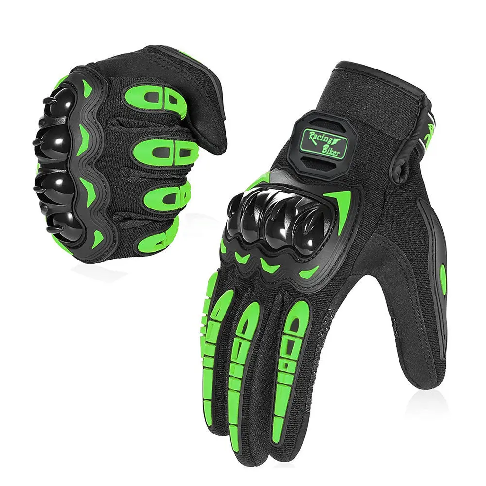 Racing Polyester Motorcycle Gloves - Hard Shell Protection, Anti-Injury & Shockproof Design, High Visibility Accents for Off-Road Bikers, Anti-Injury Sports Gloves, Anti-Fall, Off-Road Biker Gloves