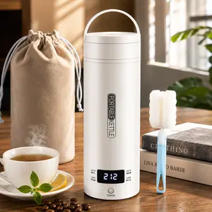Portable Electric Kettle Travel Electric Kettle, Mini Tea Coffee Water Heater with 4 Temperature Controls, Compact Fast Heating Tea Kettle for Coffee Soup Milk Travel Home Office