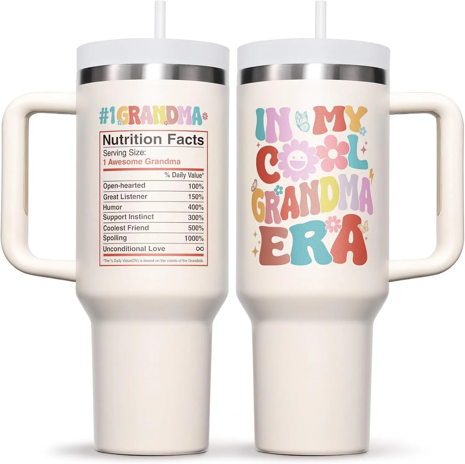 Gifts for Grandma Christmas Gift from Granddaughter Grandchildren Grandkid, 40 OZ Tumbler Unique Grandmother Birthday Gift, In My Cool Grandma Era Insulated Cup for New Nana, Grandmother, Nana, Gigi 40 OZ Stainless Steel Tumbler