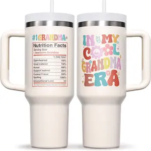Gifts for Grandma Christmas Gift from Granddaughter Grandchildren Grandkid, 40 OZ Tumbler Unique Grandmother Birthday Gift, In My Cool Grandma Era Insulated Cup for New Nana, Grandmother, Nana, Gigi 40 OZ Stainless Steel Tumbler