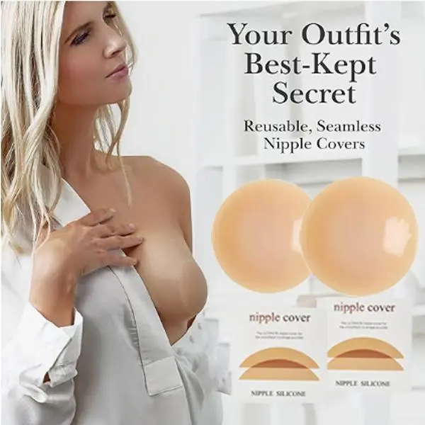 Wise Angel 2-Piece 8 cm Round Silicone Nipple Covers for Women, Reusable Adhesive No-Show Pasties for Backless Dresses and Fitted Tops Traditional Womenswear