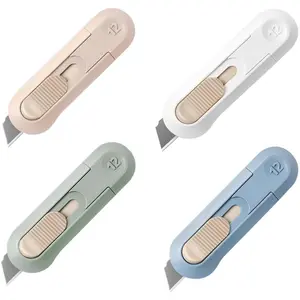 Generic 4pcs Utility Knife,SK5 Retractable Blade Duty Box Cutter Letter Opener, Razor Sharp Cartons Cardboard Cutter Knife Perfect for Paper, Sewing, Craft, Home and Office, Blue,green,pink,white