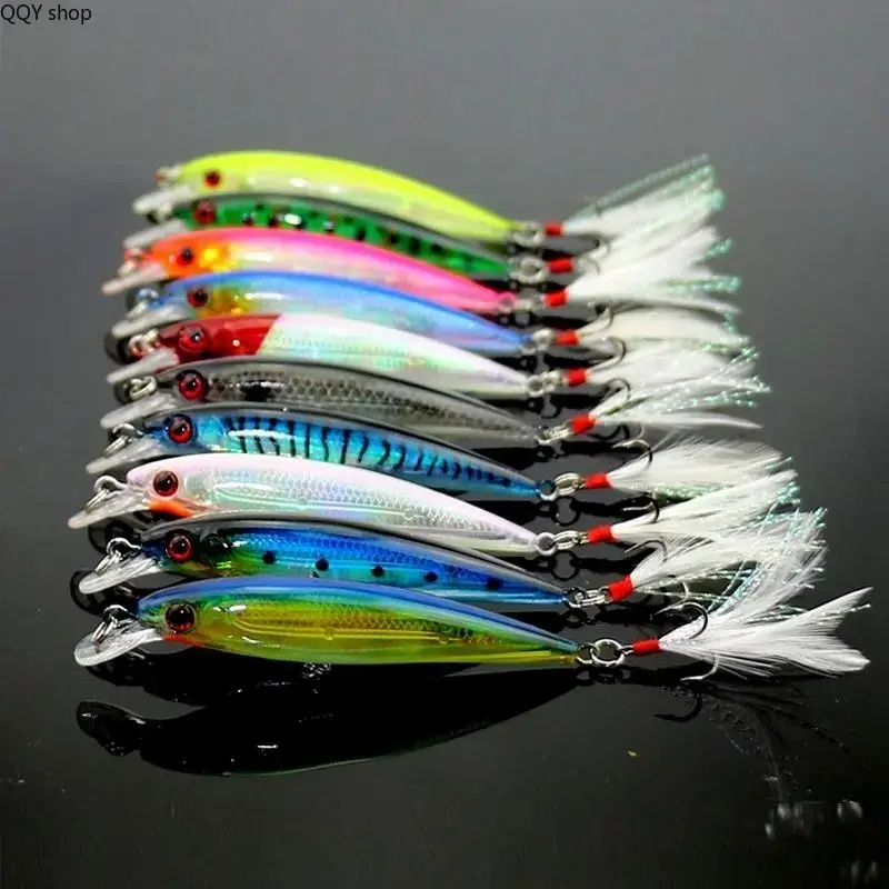 10Pcs Lifelike Artificial Fishing Lure Set, Realistic Simulation Fake Baits with Sharp Hooks, Durable Hard Bait Tackle, Universal Outdoor Angling Accessories, Multi-Purpose Fishing Lures Kit for Freshwater, Saltwater and Daily Outdoor Fishing