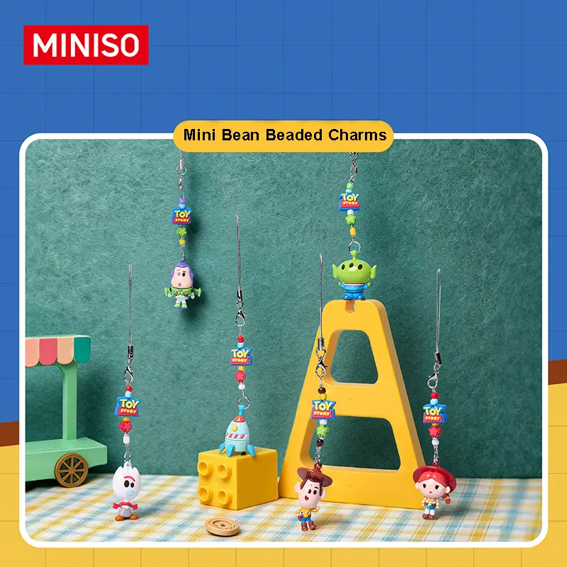 MINISO Toy Story Mini Beaded Charm Keychain - Handmade Bead Animal Design, Unisex Cute Matching Keychains, Lightweight Bag Charm Styling for Summer Backpacks, Toy Story Fan Gift,Back-to-School Gifts, Bead Animal Keychains