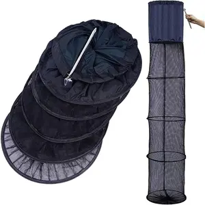 Cage Basket, Collapsible Nylon Fish Baskets, Fish Keeping Net with Anchor Bolt, for in