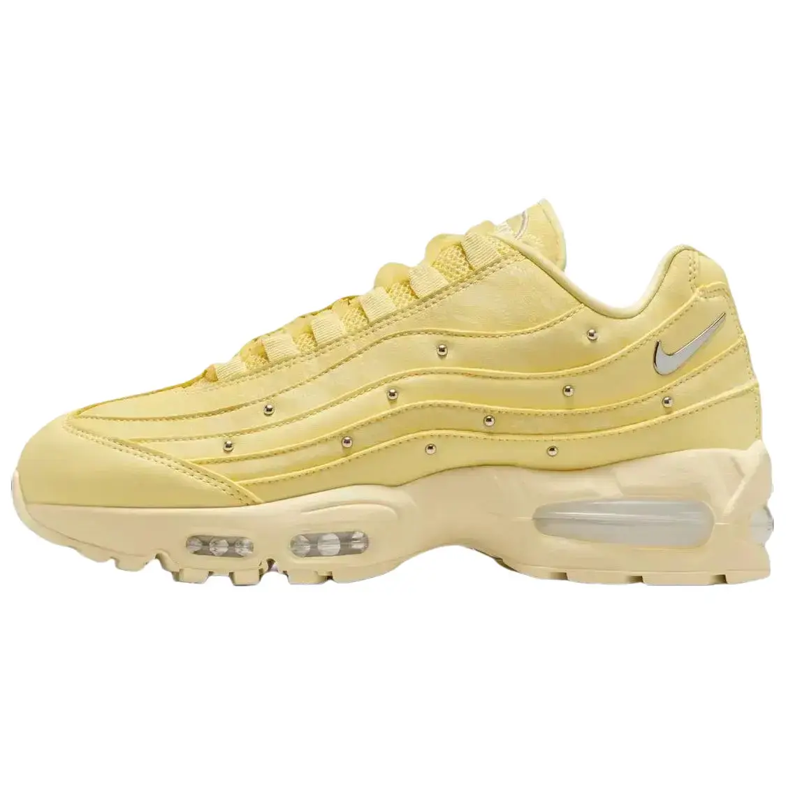 Nike Air Max 95 'Soft Yellow' Women's, Rubber, Classic, Lifestyle, Sneakers, Everyday Wear, Mesh Leather, Max Cushioning